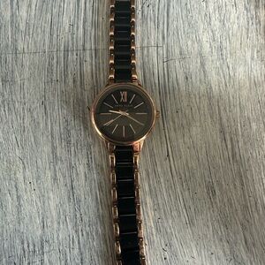 Anne Klein Black and Gold Tone Watch